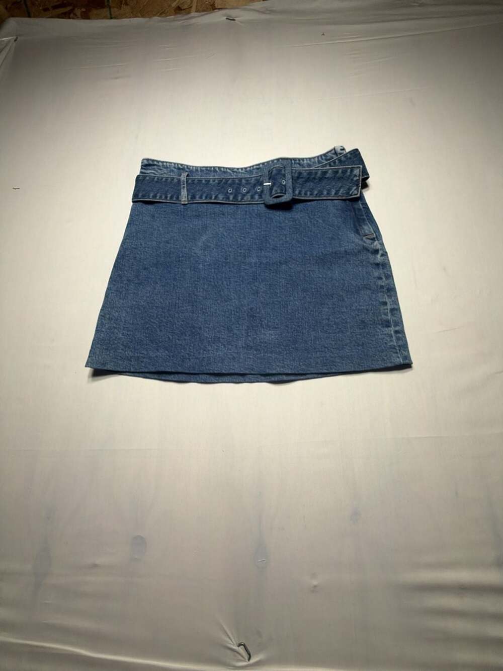 Express Women's Mid Rise Belted Denim Mini Skort Size 4